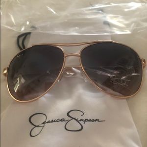 Jessica Simpson Rose Gold Aviator Sunglasses new